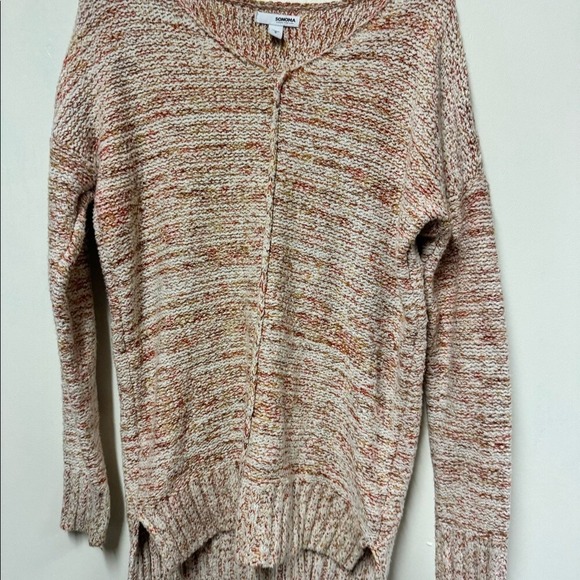 Sonoma v-neck tunic sweater. Color: cream orange‎ golden. Size small. 30" long - Picture 1 of 4